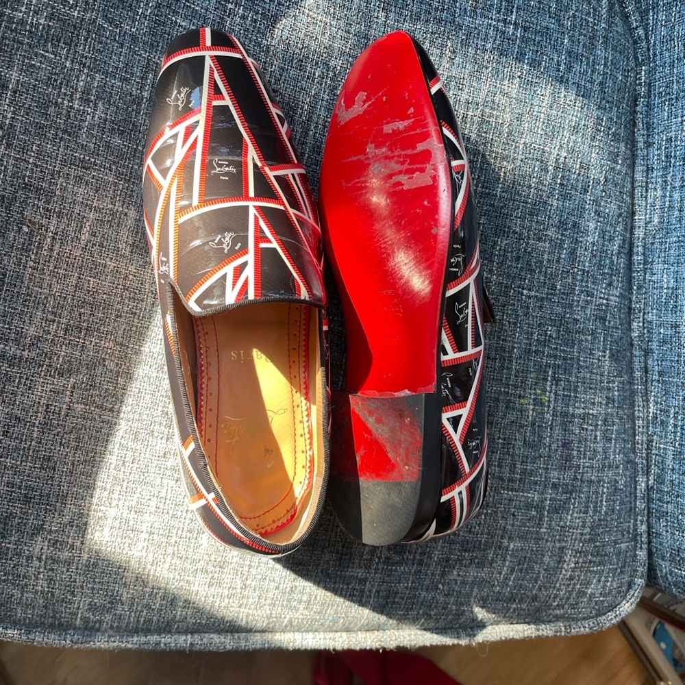 Christian Louboutin Black and Red Patterned Loafers - Picture 15 of 15